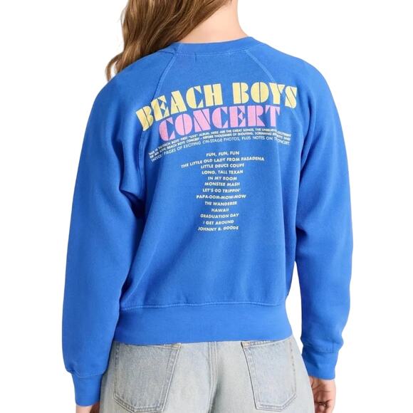 DAYDREAMER The Beach Boys Concert Washed Cobalt Raglan Crew New w/ Tag MSRP $146 - Picture 8 of 15